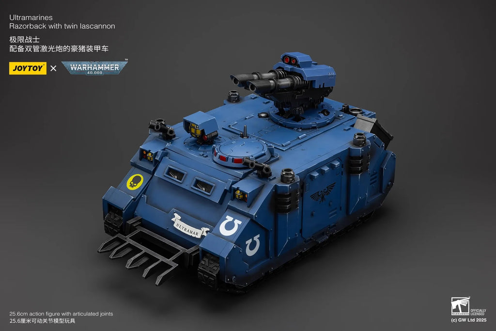 JOYTOY Warhammer 40K 1/18 Ultramarines Razorback With Twin Lascannon Porcupine Armored Vehicle Action Figure Model Doll Toys