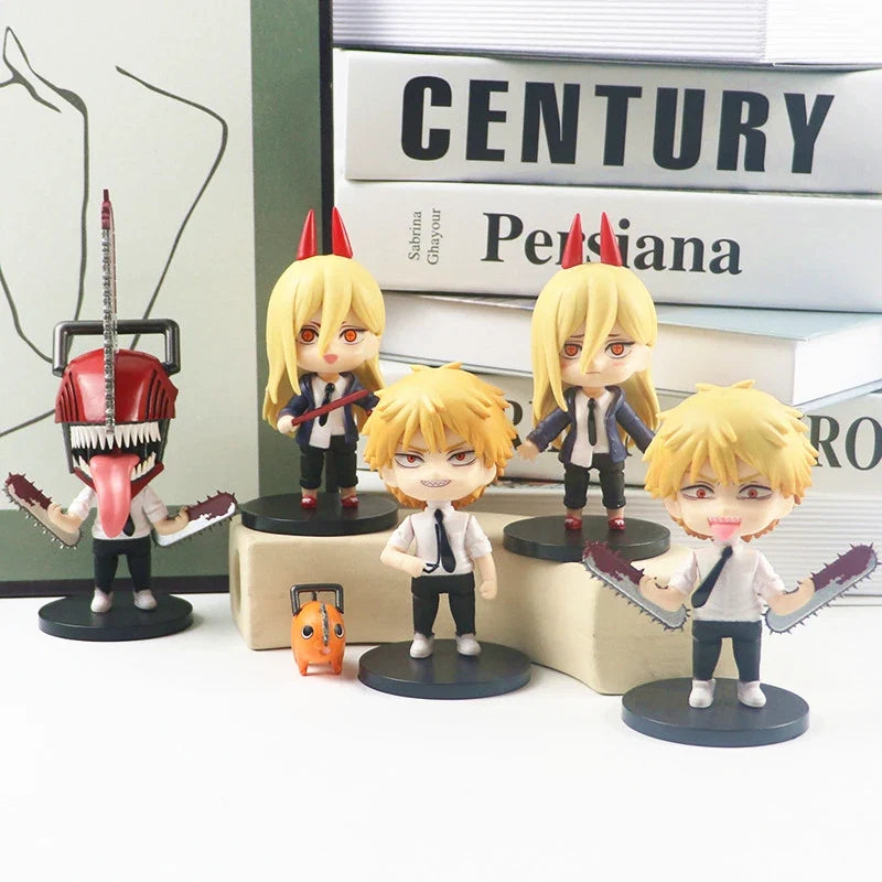 6pcs/set Anime Chainsaw Man Action Figurines Q Version Denji Power Figure PVC Model Doll Collection Children Toys Christmas Gift