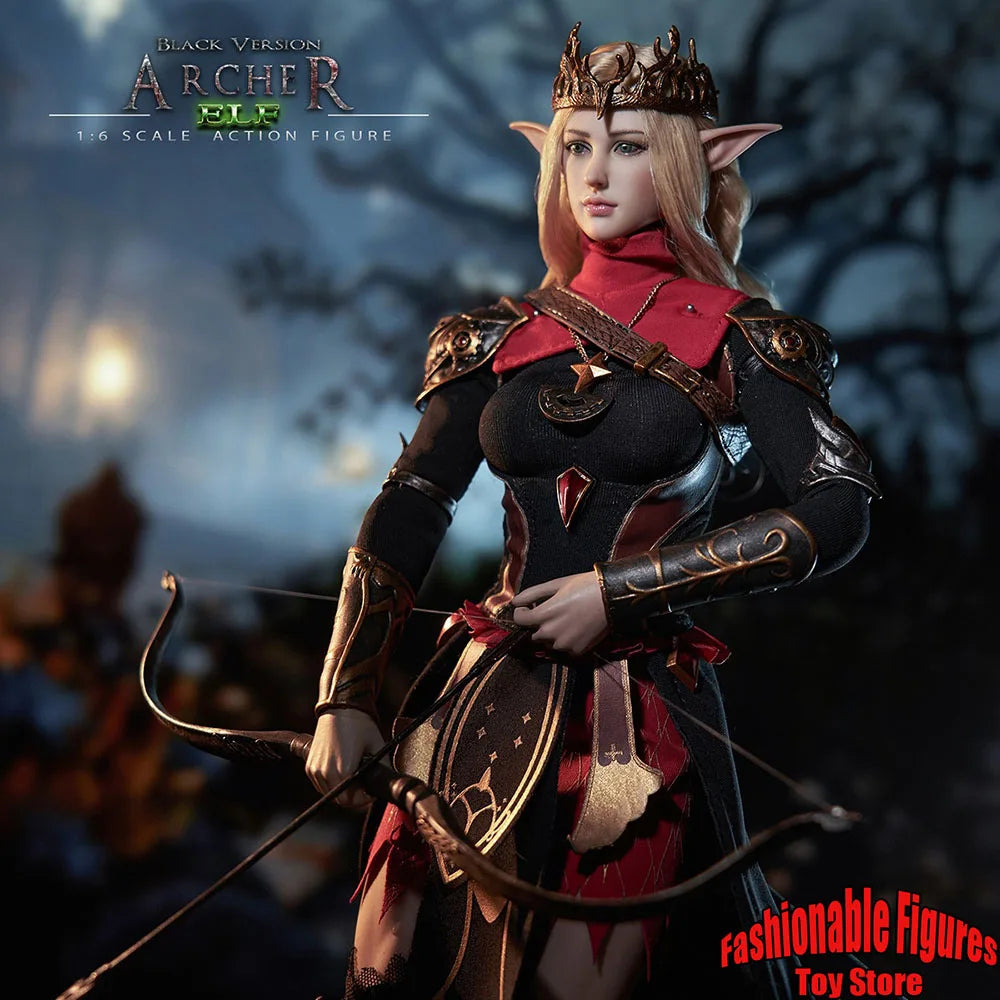 TBLeague Pl2021-175 1/6 Women Soldier Elf Archer Black Fighter Full Set 12Inch Action Figure Model Fans Holiday Gifts Collection