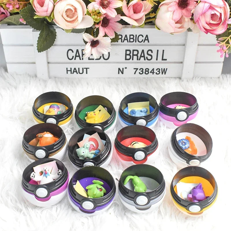 Pokemon Figure 12pcs/Set Pikachu Pokeball Action Figure Cartoon Anime Kawaii Doll Poke Ball Collection Kids Birthday Gifts