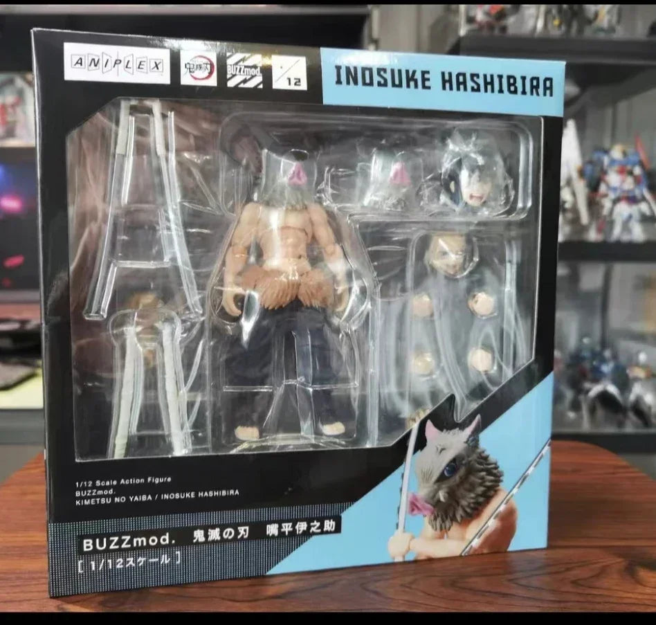 100% Original Aniplex BUZZmod Inosuke Hashibira Kimetsu No Yaiba Demon Slayer Action Figure Toy