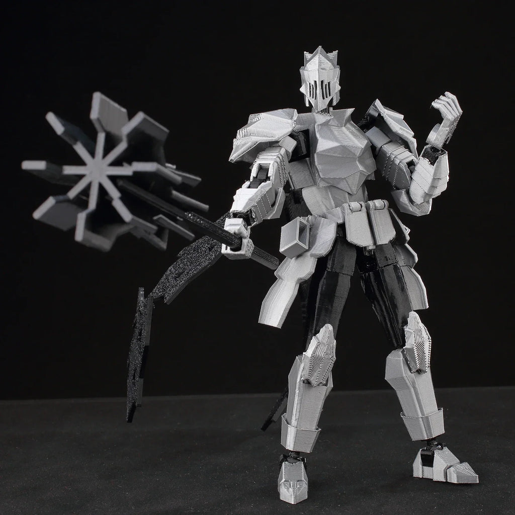 9L3D Lucky13 Silver Knight Robot Action Figure Dummy13 with Giant Sword T13 Multi-Jointed 3D Printed Collectible Toy Titan13