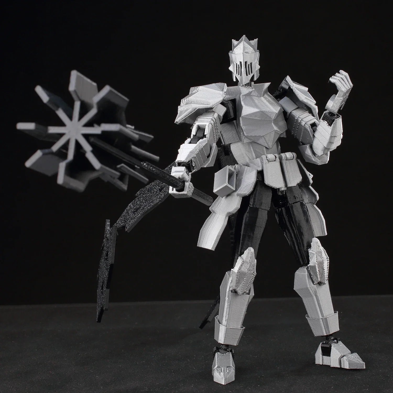 9L3D Lucky13 Silver Knight Robot Action Figure Dummy13 with Giant Sword T13 Multi-Jointed 3D Printed Collectible Toy Titan13