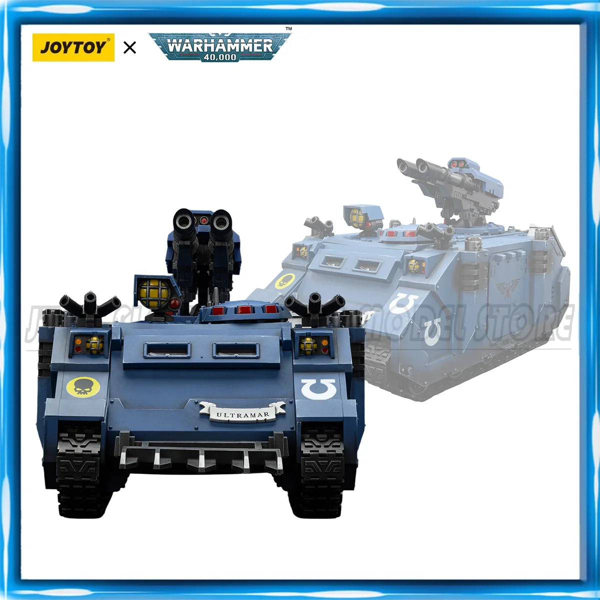 JOYTOY Warhammer 40K 1/18 Ultramarines Razorback mit Zwillings-Laserkanone Anime Figuren Spielzeug