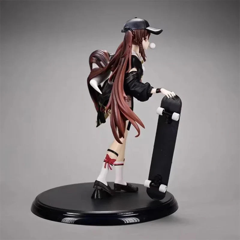 Genshin Impact Anime Figure Hu Tao Figures Skateboarding Modern Beautiful Girl Action Figure PVC Kawaii Statue Doll Child Gift