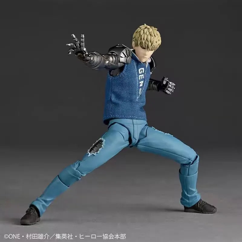 In Stock Genos Action Figure Kaiyodo Revoltech Yamaguchi One Punch Man Figurine Ko Joint Movable Model Gk Statue Kids Toy Gift