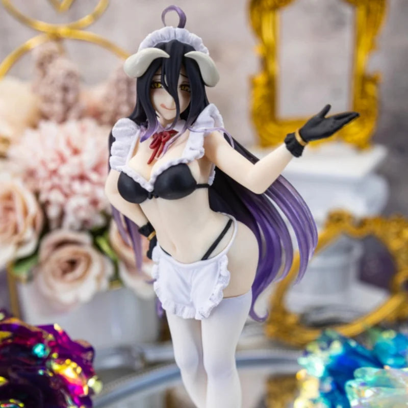 Original 18cm Overlord Purple, White And Black Maid Version Style Costume Anime Figure Model Modle Figuirne In Stock