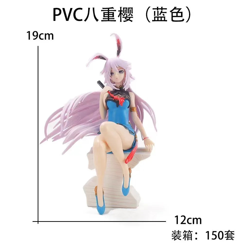 19CM Game Anime MmiHoYo Figure Yae Sakura Cheongsam Sitting Animation Model Toy Gift Collection Decorative Ornaments PVC