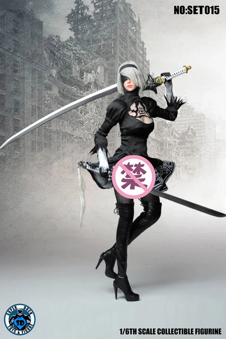 SUPER DUCK SET015 1/6 Nier: Automata Yorha 2B Head Sculpt & Clothing Sets Accessory For 12Inch Action Figure Model For Fans