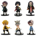 Anime 6Pcs/set Demon Slayer Figure Kimetsu No Yaiba PVC Q Posket Kamado Tanjirou Kamado Nezuko Agatsuma Kids In Stock Toys Gift