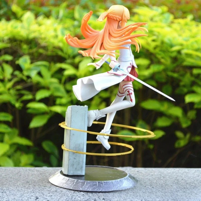 22cm Sword Art Online Anime Figure Yuuki Asuna Perimeter Model Scene Statue Desktop Decoration Ornaments Kids Christmas Gift Toy