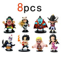 8pcs Anime One Piece Figures Model Dolls Toys Cute Luffy Oka Shichibukai Ace Boa Hancock Jinbe Collection Toys Full Set Hot Sale