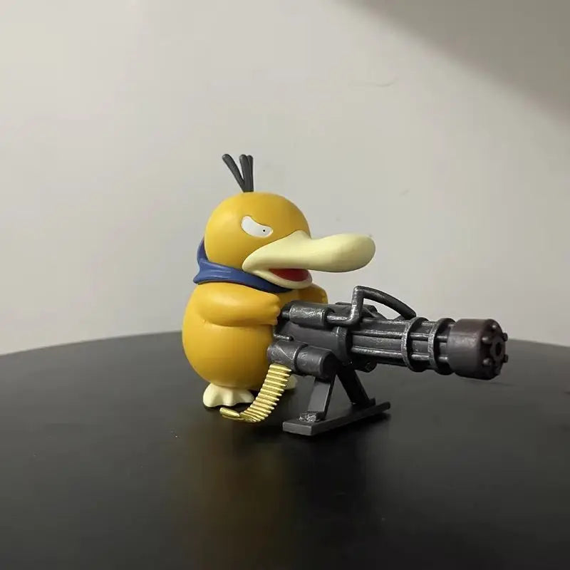 Psyduck Gatling Gun Action Figure - Pokemon Series Collectible Model Anime Peripheral Cute Duck Toy Gift for Boys