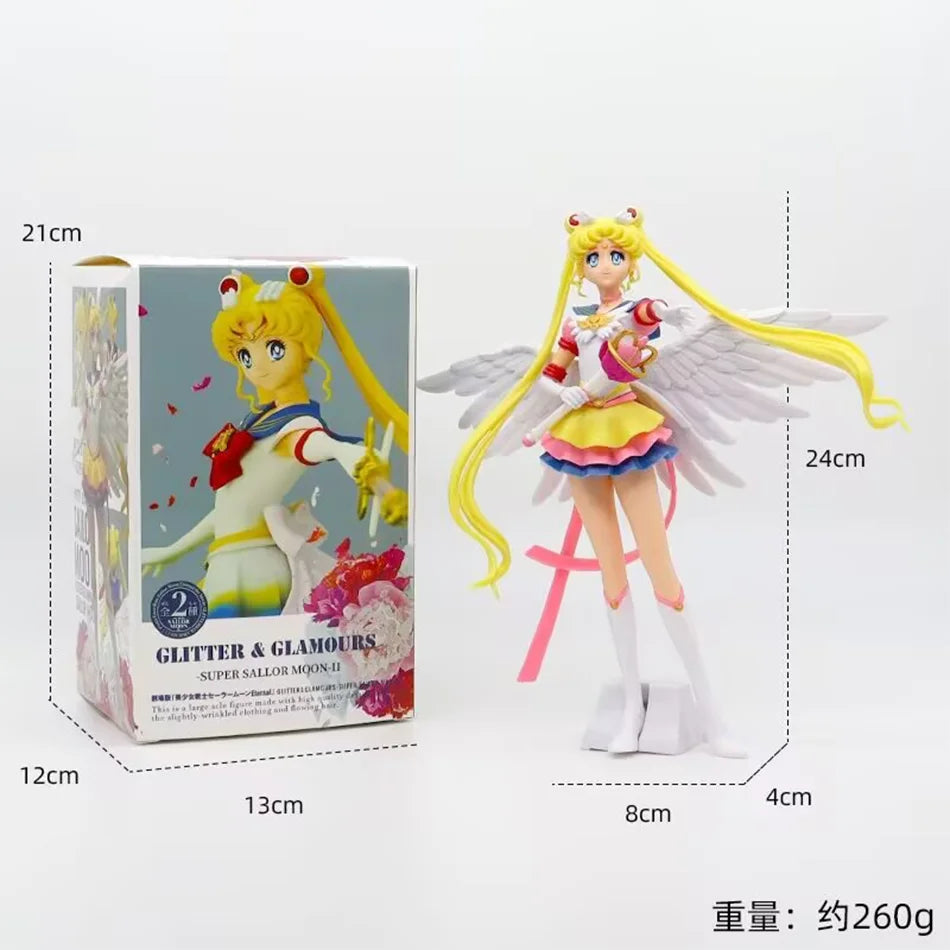 Sailor Moon Figure Anime Cartoon Jupiter Makoto Venus Minako Tsukino Rabbit Doll Toy Little Princess Cake Decoration Ornaments