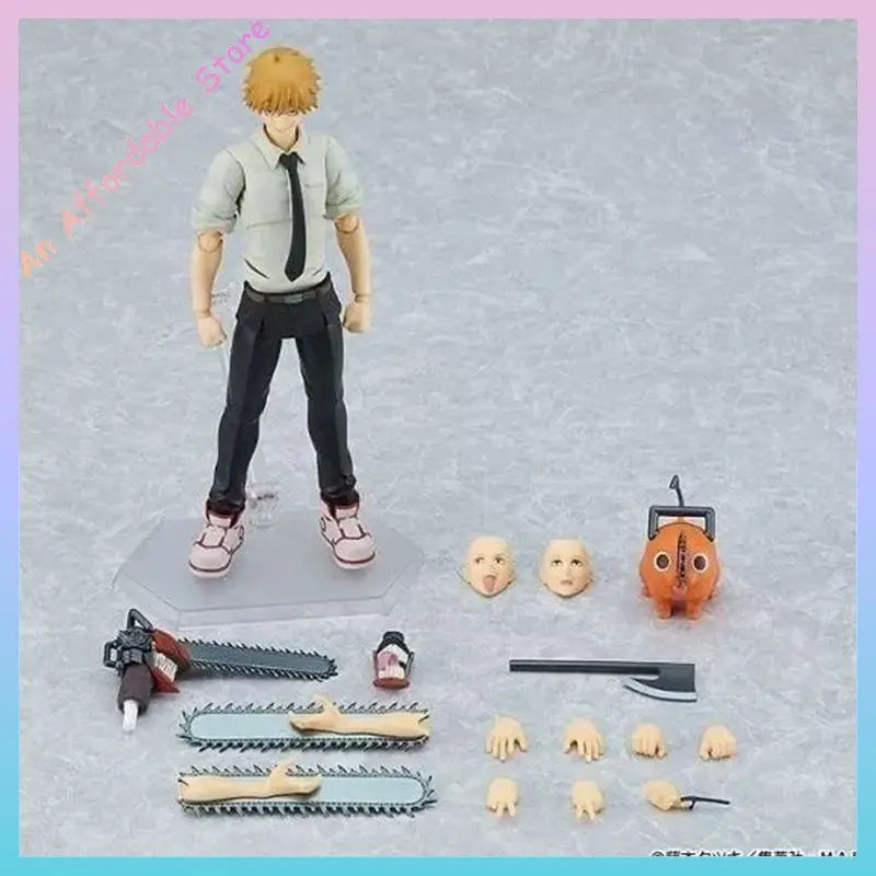 Chainsaw Man Figma 586 Anime Action Figure - Denji And Pochita Collectible Toys for Boys Display And Play Gift Idea