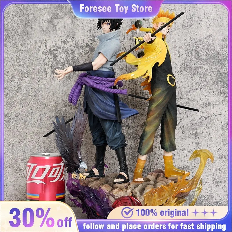 30cm Naruto Shippuden Figurine Naruto Uzumaki Uchiha Sasuke Japanese Anime PVC Action Figure Toy Statue Collection Model Doll