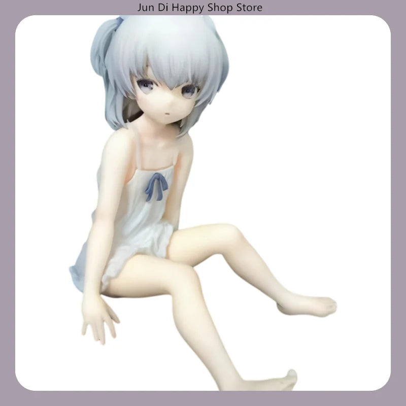 10cm White Hair Anime Girl Sitting Pose Anime Figure Model Statue Collection Desktop Decoration Ornament Toy Gift for Fans