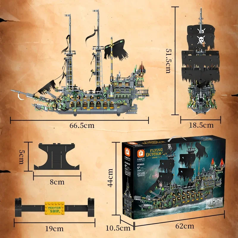 2434Pcs The Flying Dutchman Pirate Ship Building Blocks Ghost Ship Model Bricks Assembling DIY Toys For Kids Birthday Gifts