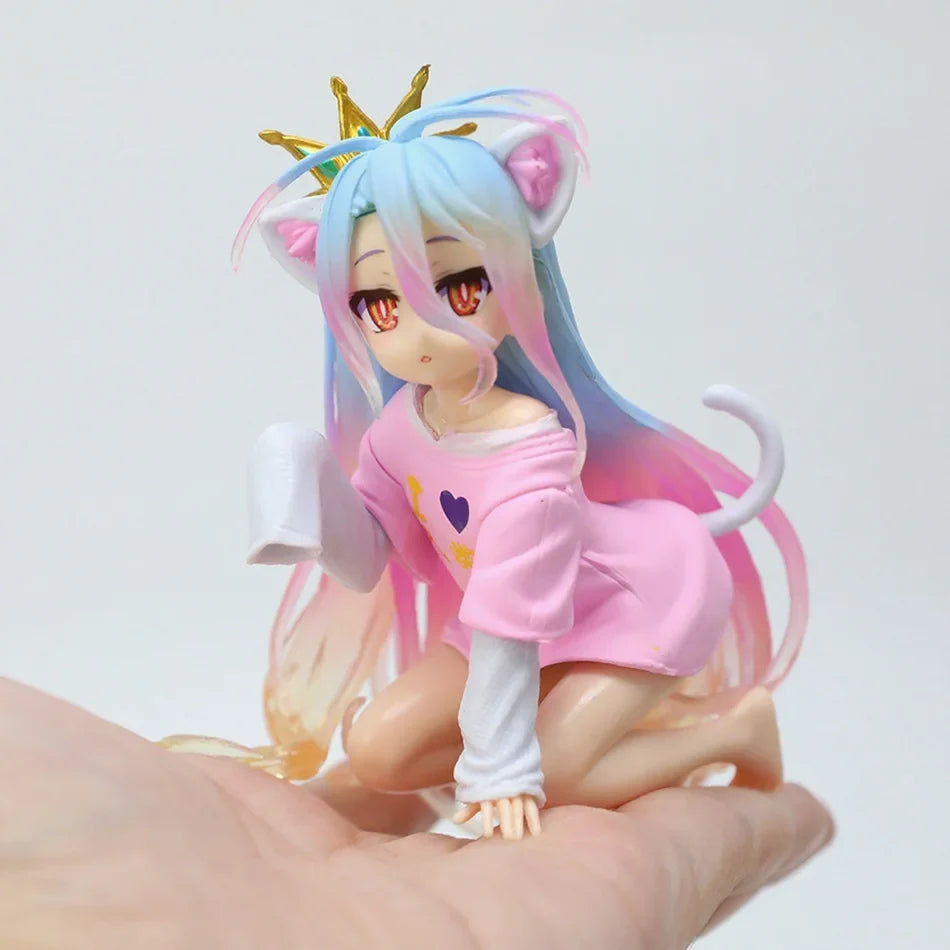 Original Genuine NO GAME NO LIFE 13cm Shiro Action Figure Figurine Collection Model Toy Kawaii Doll Desktop Decoration Gift