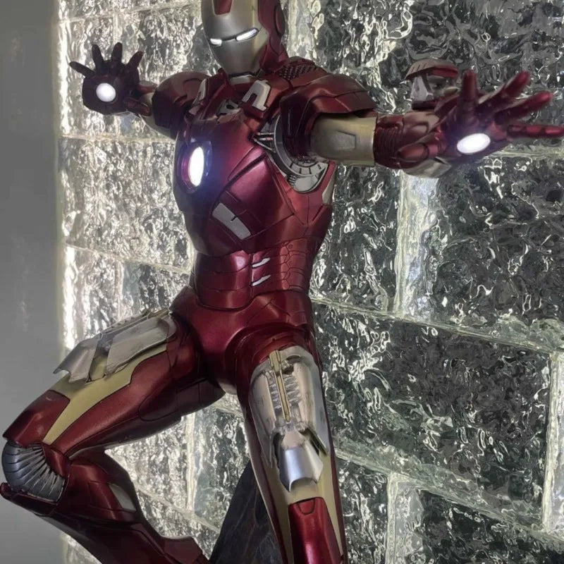 75cm Iron Man Figure MK7 Flying Posture Can Glow Anime Model High-end Resin  Desktop Ornament Decorations Children Toys Gifts