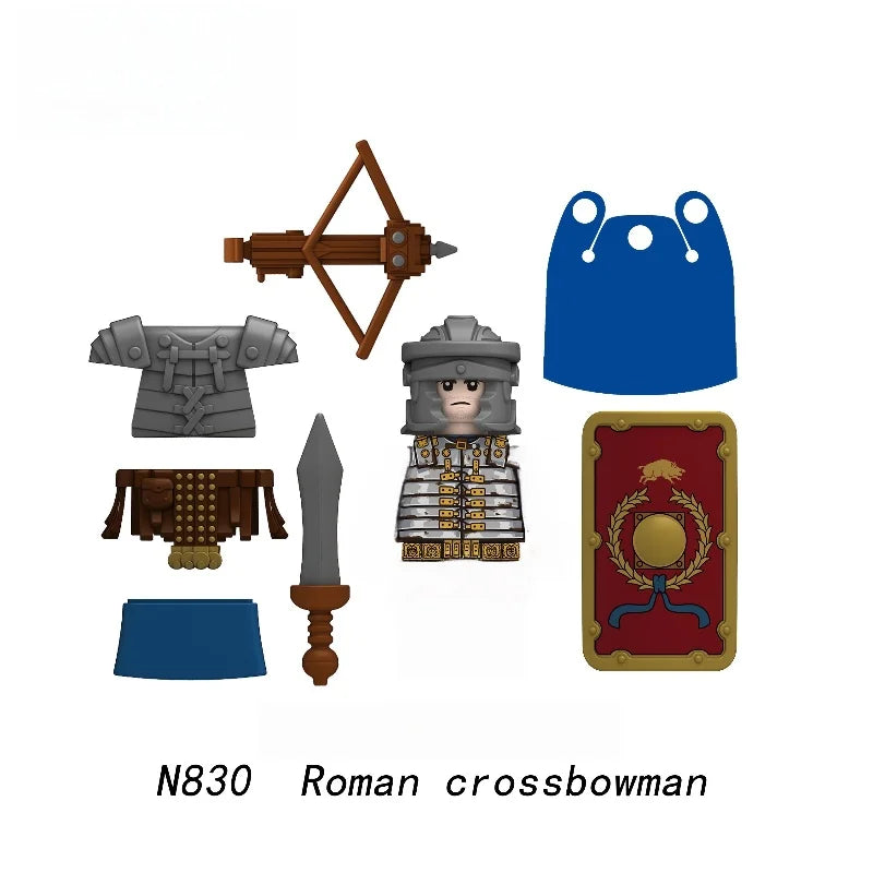 1PCS Medieval Military Rome War Action Figures Army Figures Building Blocks Helmet Weapons Accessories Kids for Toys Gifts