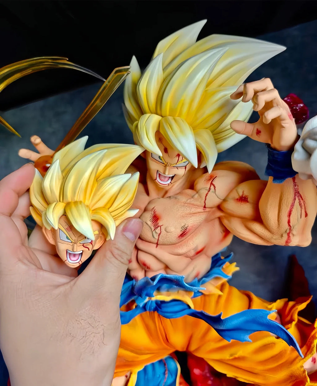 65cm New Dragon Ball Anime Figure Son Goku VS Frieza Peripheral Resin Model Scene Glow Statue Desktop Ornaments Collect Gift Toy