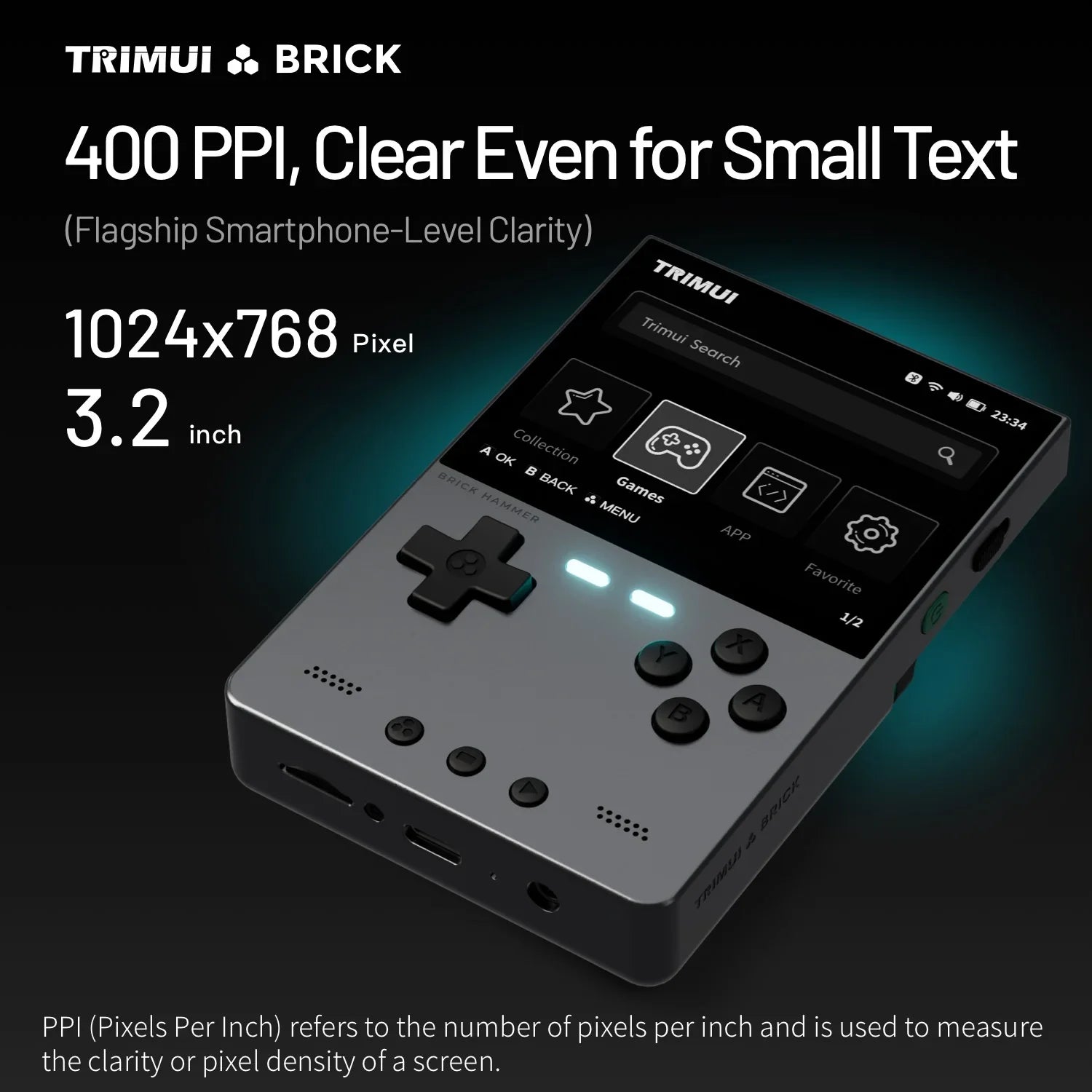 TRIMUI Brick Metal Portable Handheld Game Player with CNC Full Metal Body 3.2'' IPS Screen Retro Games Linux System Video Gaming