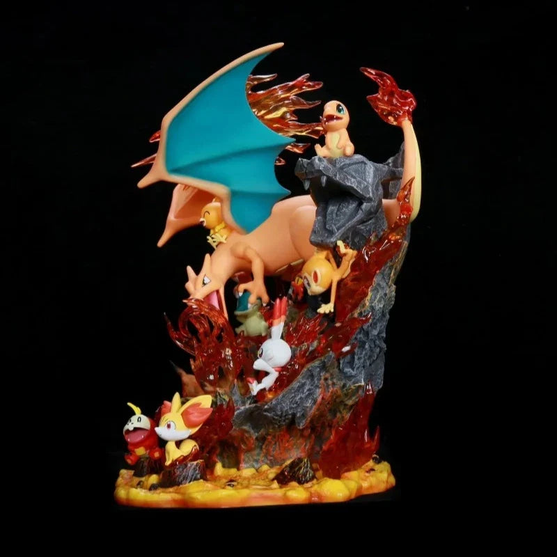 32cm Pokemon Charizard Family Anime Figure with Light Gk Collectible Action Figurine Statue Model Desk Decors Christmas Gift