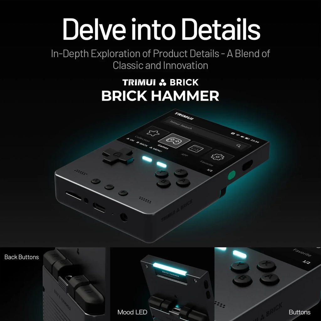TRIMUI Brick Metal Portable Handheld Game Player with CNC Full Metal Body 3.2'' IPS Screen Retro Games Linux System Video Gaming