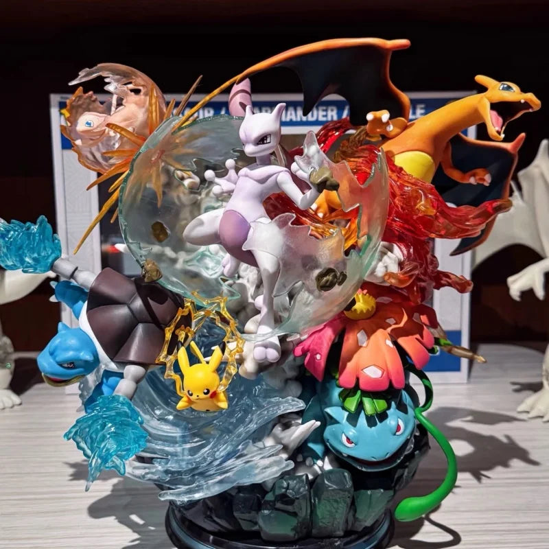 In Stock Pokemon Mewtwo Mew Blastoise Charizard Venusaur Gk Resin Statue Cold Cast Large Size Anime Figure Scene Display Gift