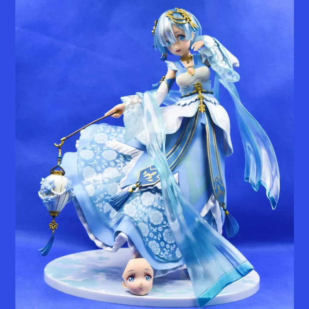 Rem Collectible Action Figure Re Zero Starting Life In Another World Hanfu Style Face Swapable Model With Lantern For Anime Fans