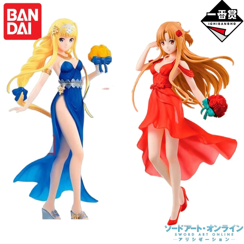 Original Bandai Banpresto Anime Characters Sword Art Online Yuuki Asuna Alice Pretty Collectible Ornaments Model Toys Garage