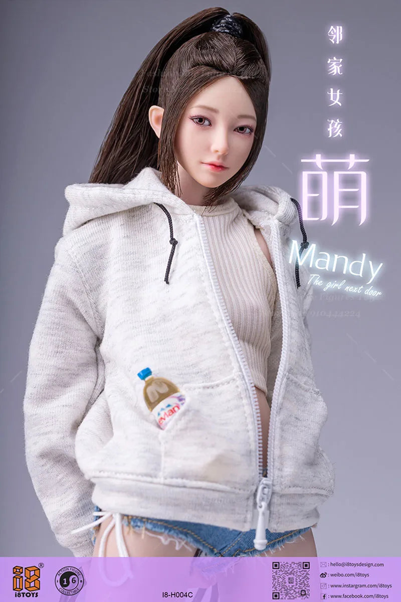 I8Toys I8-H004 1/6 Women Soldier Cute Mandy Head Sculpt Movable Eye Sculpture Head Model Fit 12Inch Action Figuremodel Toys