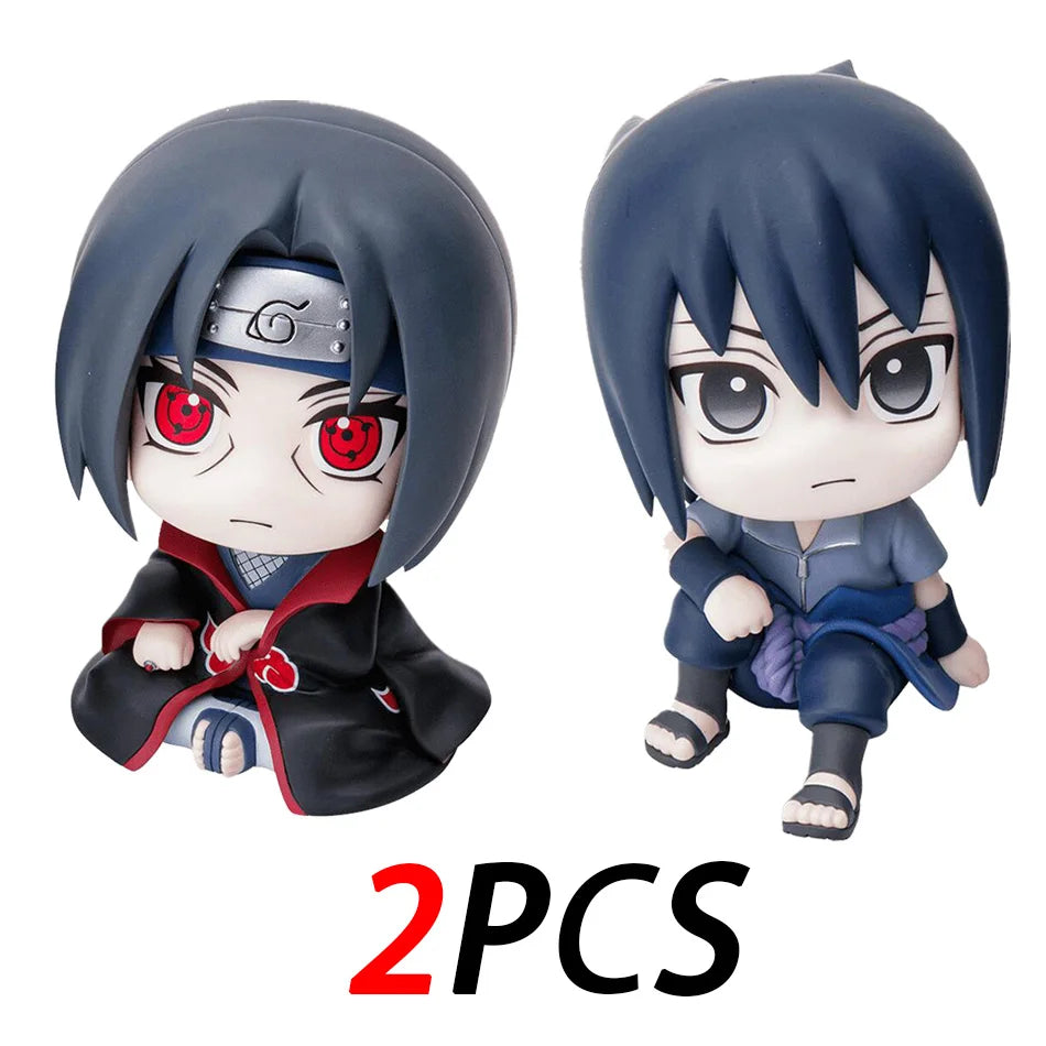 Popular Naruto Anime Figures Kakashi Action Figures Q Version Models Cute Sasuke Itachi Figures Car Decoration Accessories Toys