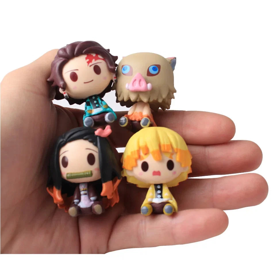4/5/6Pcs Set Anime Demon Slayer Figure 7cm Kamado Tanjirou Kamado Nezuko Mini Cute Edition Pvc Doll Toy Desktop Ornament Gift