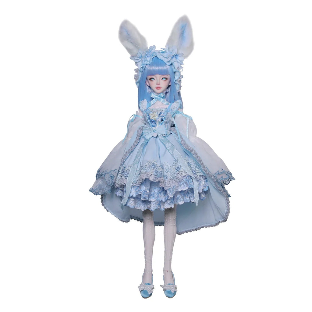JOYBJD Ynes 1/4 BJD Doll Aqua Blue Rabbit Fullset Muxi Body Light Blue Clothes Handmade Resin Figure Outfit Wig