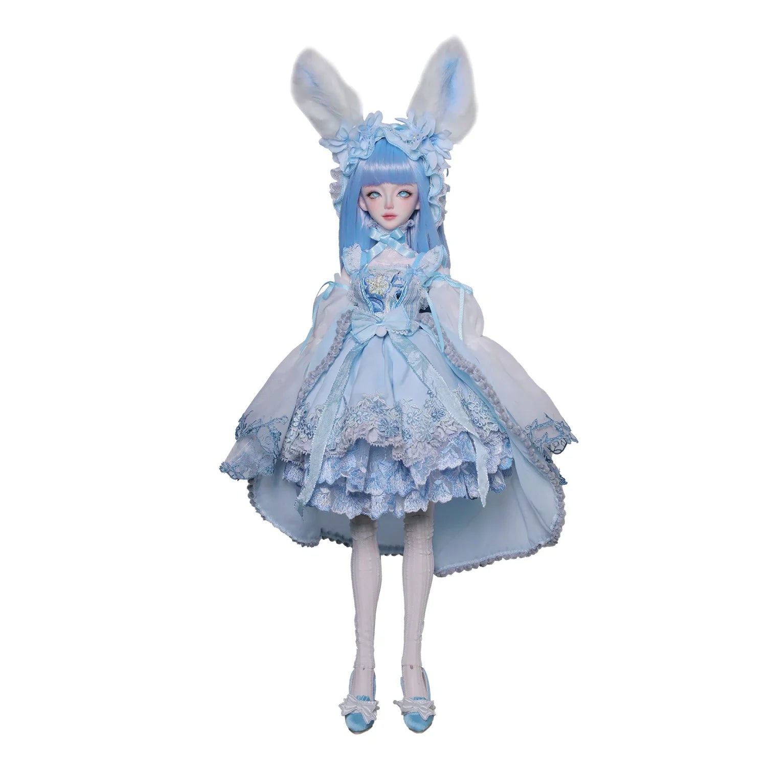 JOYBJD Ynes 1/4 BJD Doll Aqua Blue Rabbit Fullset Muxi Body Light Blue Clothes Handmade Resin Figure Outfit Wig