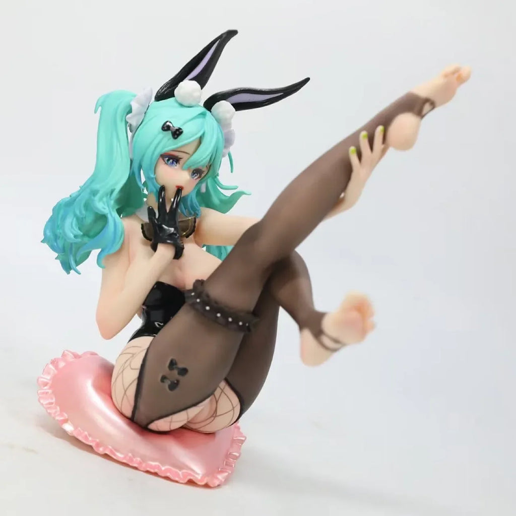 18CM Anime Bunny Ear Girl Figure little Left Scene Model Bunny Girl Black Silk Dress Up Sexy Model Toy Doll Aciton Figure PVC