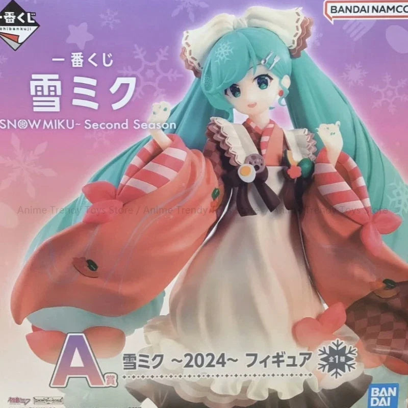 In Stock Original BANDAI Ichiban Kuji Hatsune Miku Snow Miku Kawaii Doll Genuine Anime Figures Toys for Kids Gift WY