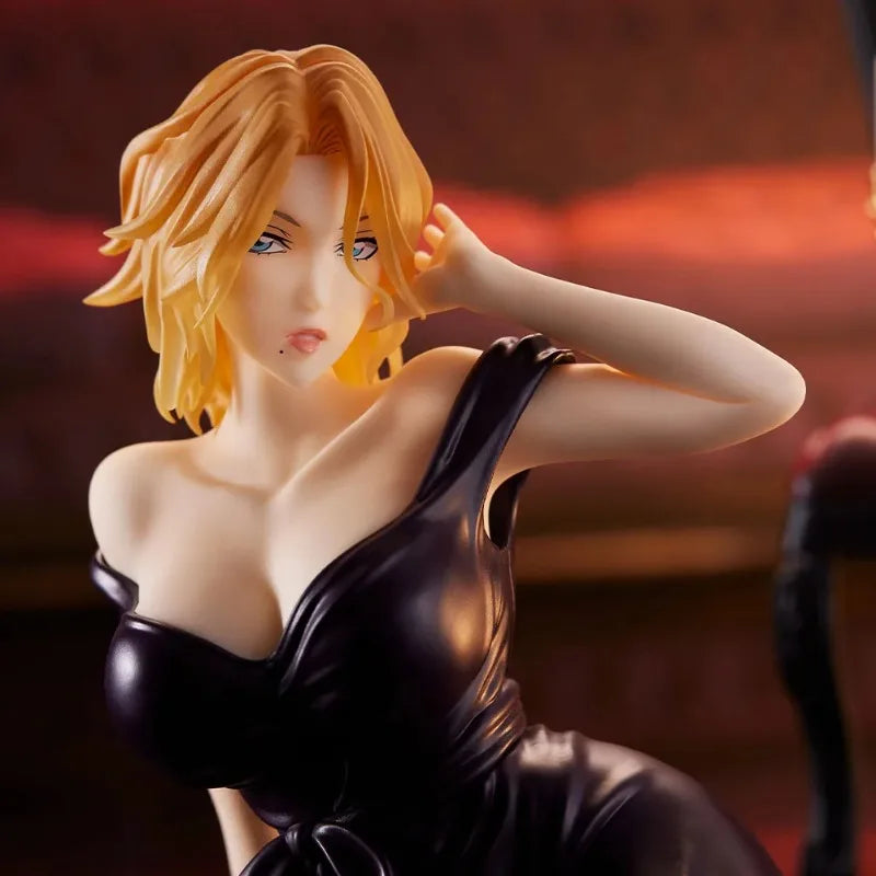 Anime Figure Matsumoto Rangiku Inoue Orihime Black Nightdress Sitting Action Modelo Kawaii PVC Statue Collection Anime Figure