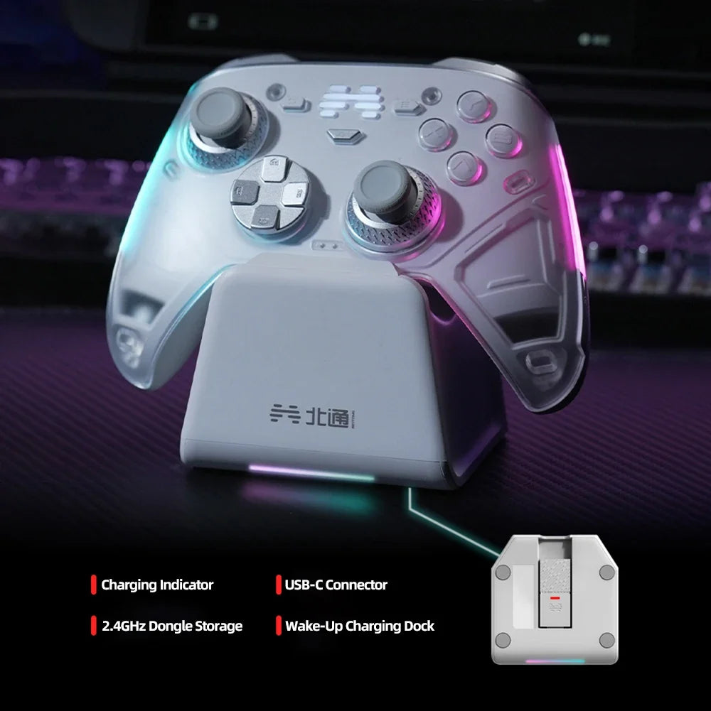 BEITONG KP70 Haptic Feedback Wireless Controller Charging Dock, for PC/Switch/iOS/Steam, Dual Auto-Sense Trigger (English Ver.)