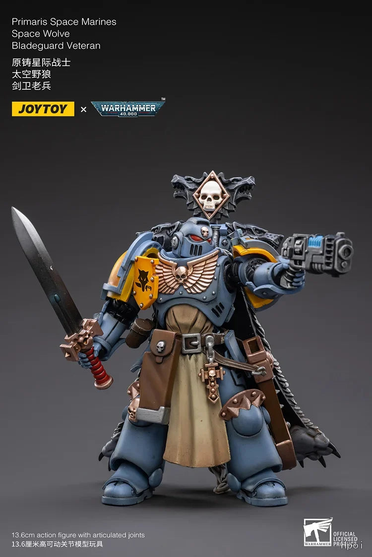 In Stock Original JOYTOY Warhammer 40K Pmaris Space Marines Space Wolve Bladeguard Veteran Figures Model Action Figure Toys