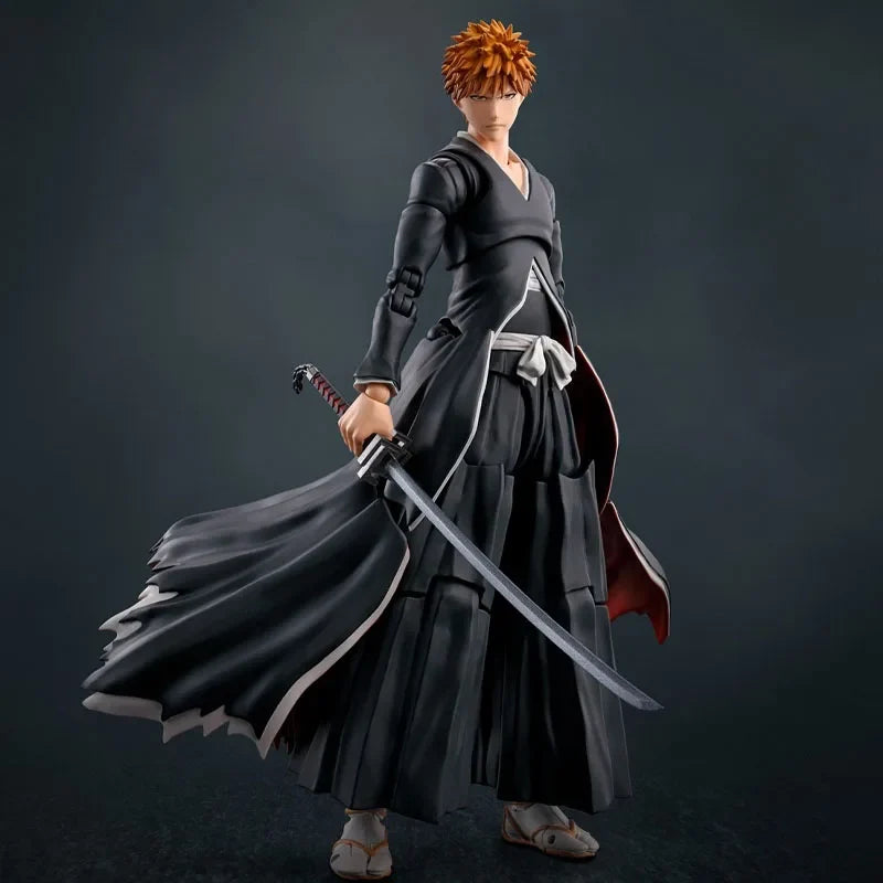 In Stock BANDAI Original S.H.Figuarts BLEACH ICHIGO KUROSAKI GETSUGATENSHO SHF Action Figure ModelGift forKid Foam Box Packaging