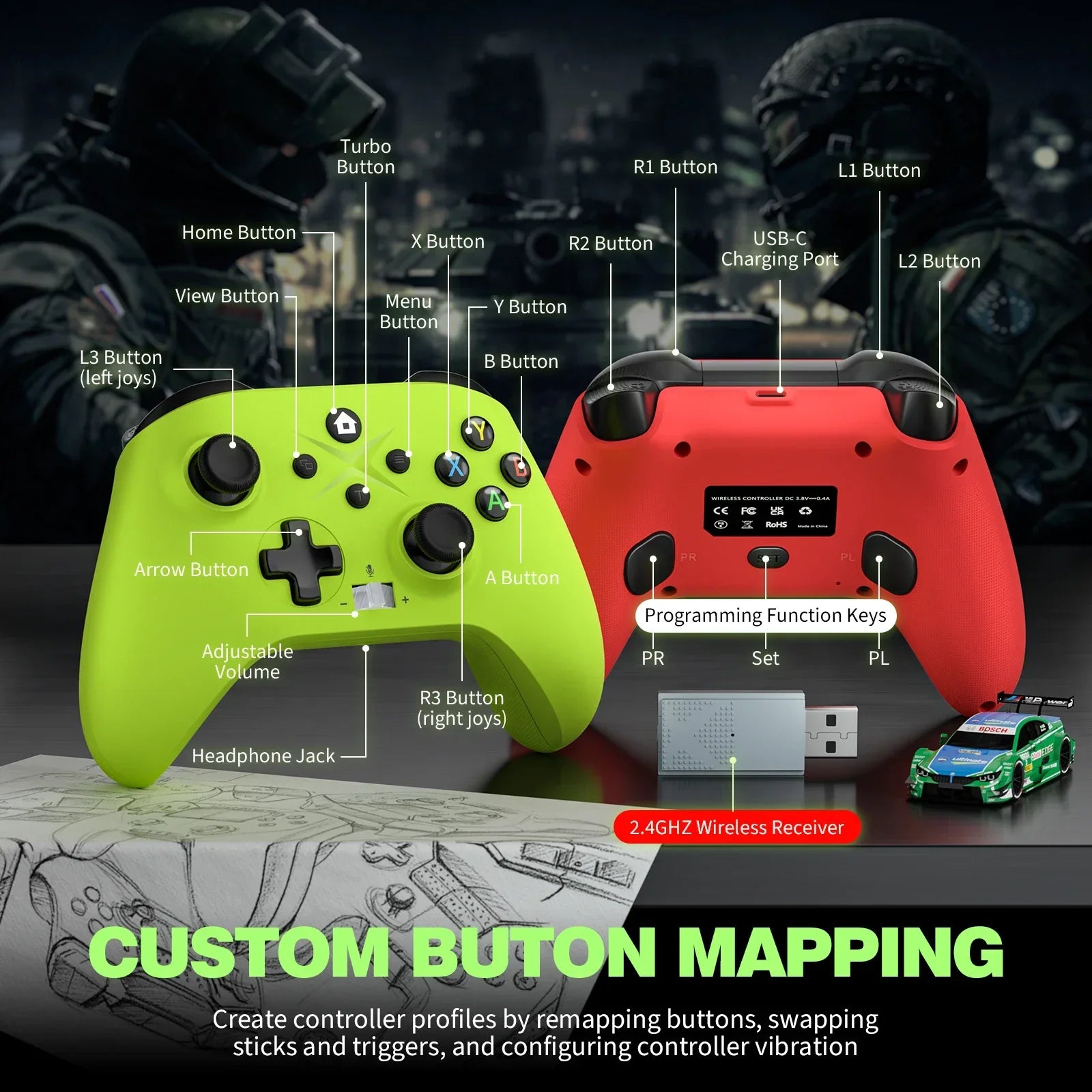 Wireless Gamepad For Xbox One/Xbox Series X/S/Pc Controllers With Six-Axis Gyro Turbo Function Game Consoles Controller Joystick