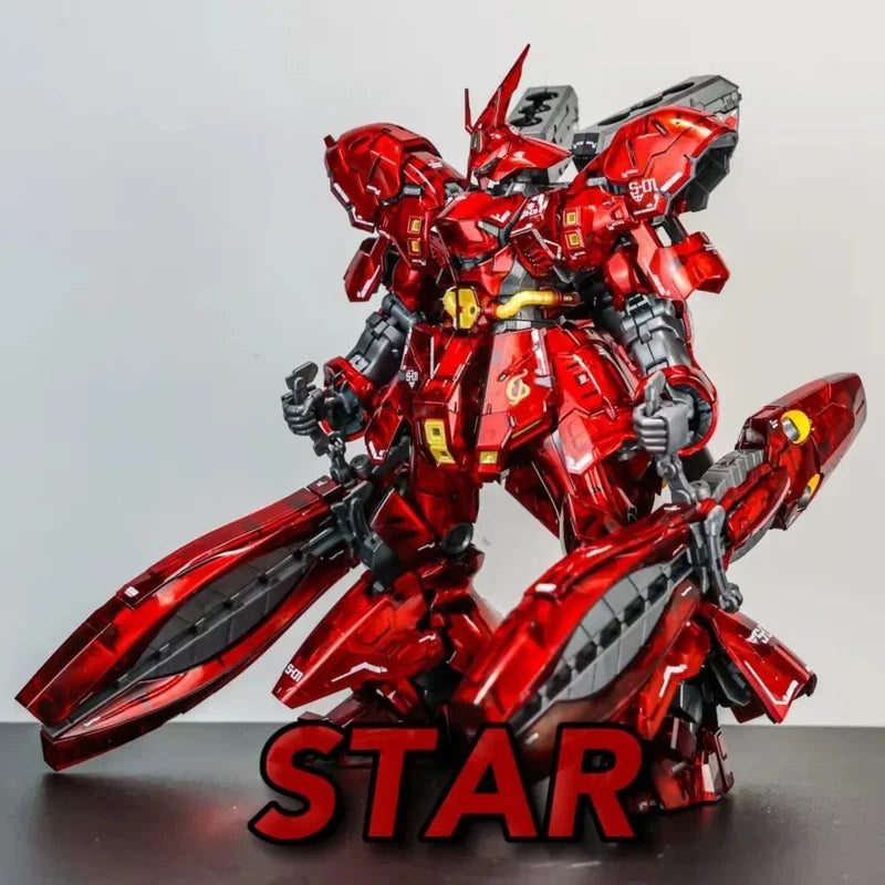 RG 1/144 Electroplated Translucent Fukuoka Sazabi Assembly Model Kit Action Figure With Crab Claw Water Slide Decals Boy Toy