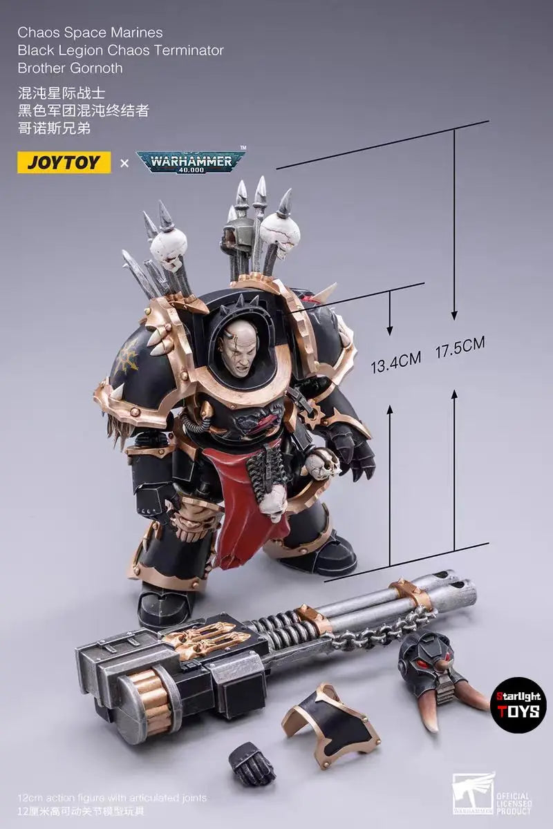 JOYTOY 1/18 Action Figure Warhammer 40K Chaos Space Marines Black Legion Chaos Terminator Brother Gornoth Model Toys Gift