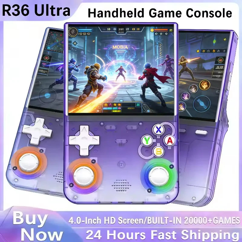 Open Source Video Game Console R36ULTRA New 2026 Linux System 4 0inch IPS Handheld Game 64G 20000 Plus Games Retro Pocket Player