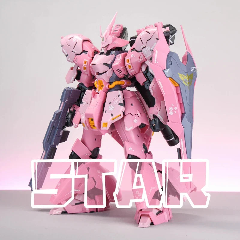 1/144 RG Sazabi Sakura Pink Assembly Mecha Action Figure Model Kit High Movable Toy With Water Slide Decal Desktop Ornament Gift