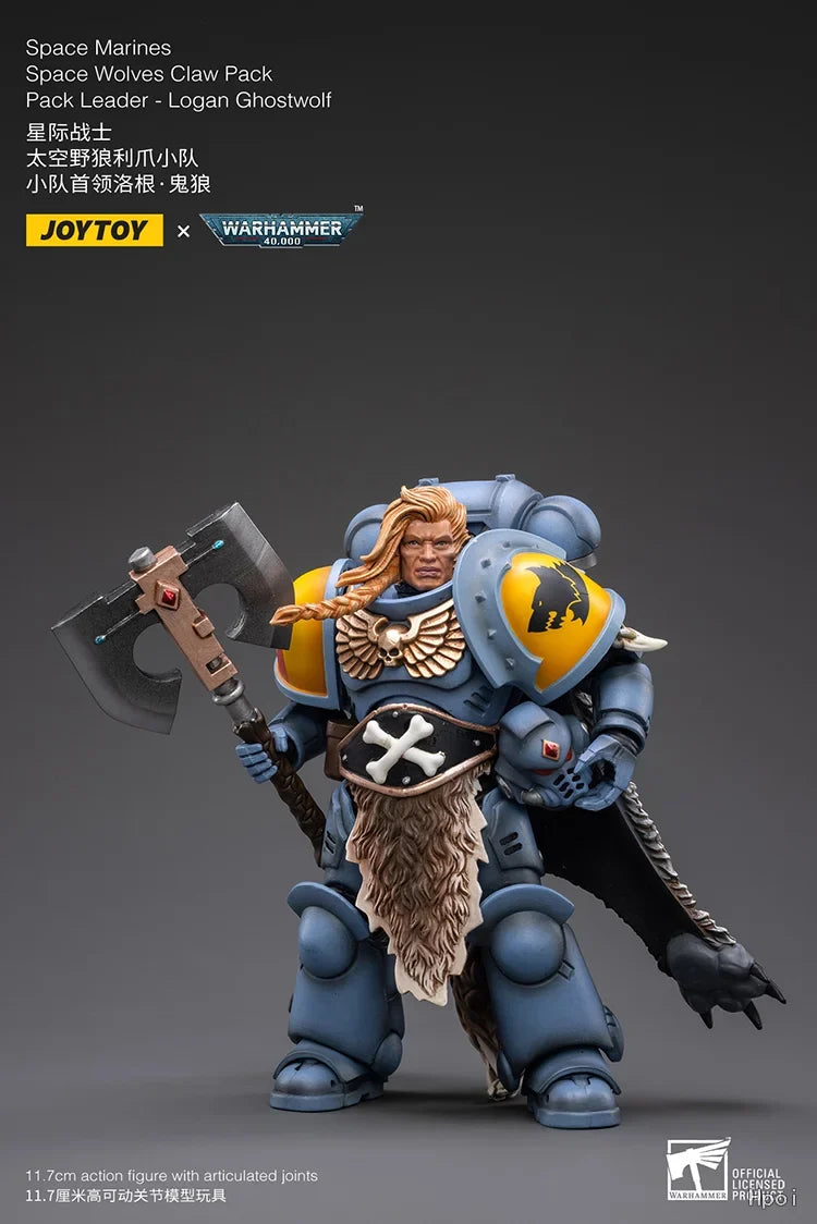 【Original】JOYTOY Warhammer 40K Space Marines Space Wolves Claw Pack Pack Leader -Logan Ghostwolf 1/18 Action Figure Toys
