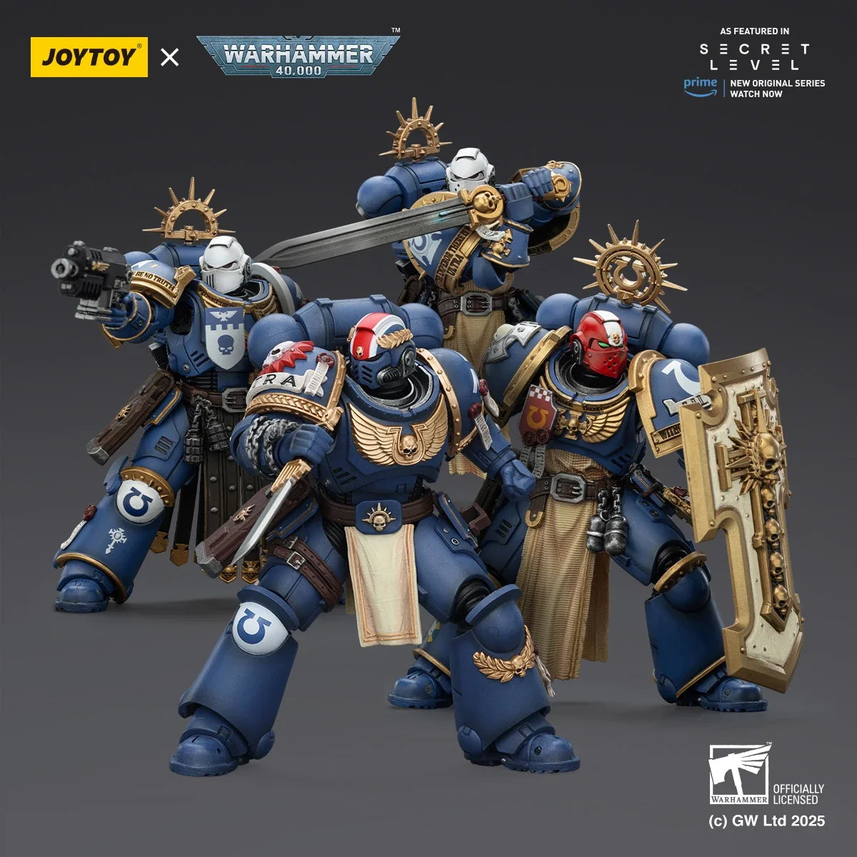 JOYTOY Warhammer 40K 1/18 Scale Ultramarines Titus Metaurus Levantus Torvald Figurine Model Movable Joint Collection Toys